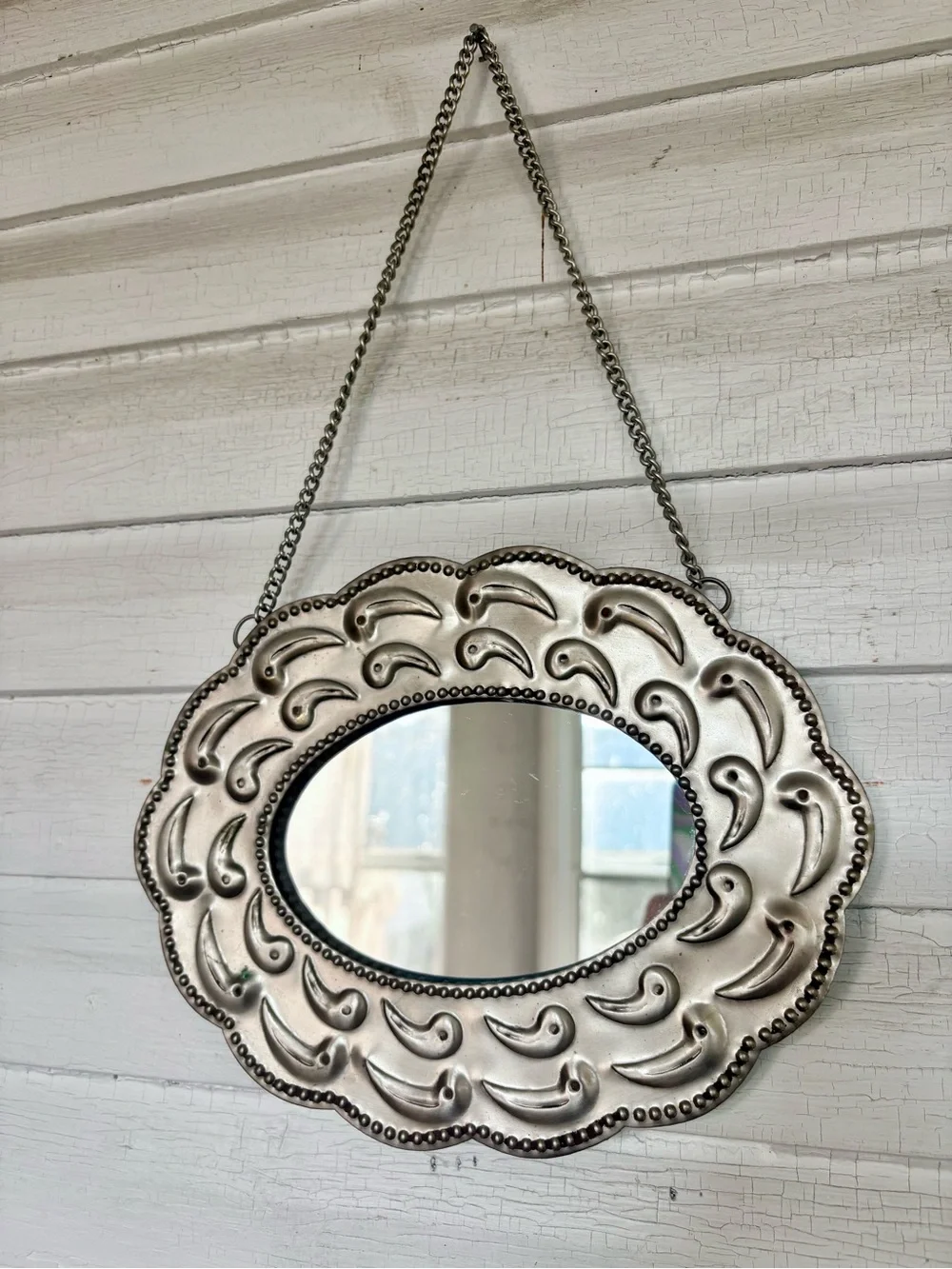 Silver Ornate Oval Wall Mirror - Decorative Home Wall Decor